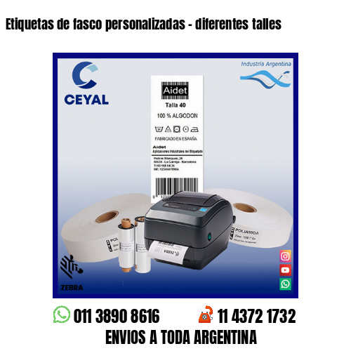 Etiquetas de fasco personalizadas – diferentes talles