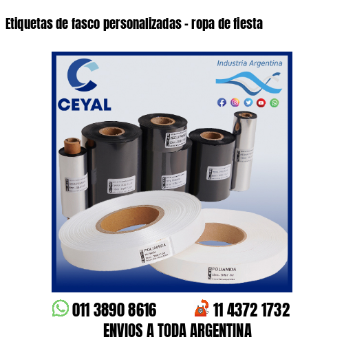 Etiquetas de fasco personalizadas – ropa de fiesta