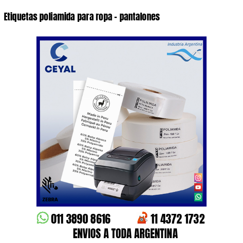 Etiquetas poliamida para ropa - pantalones