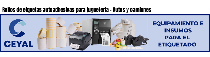 Rollos de eiquetas autoadhesivas para juguetería - Autos y camiones