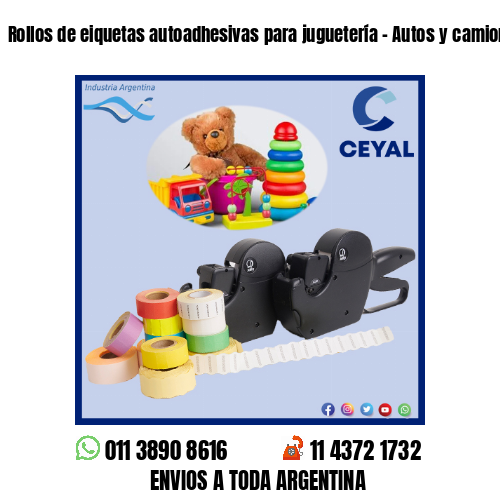 Rollos de eiquetas autoadhesivas para juguetería - Autos y camiones