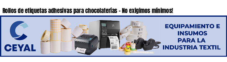 Rollos de etiquetas adhesivas para chocolaterías - No exigimos mínimos!