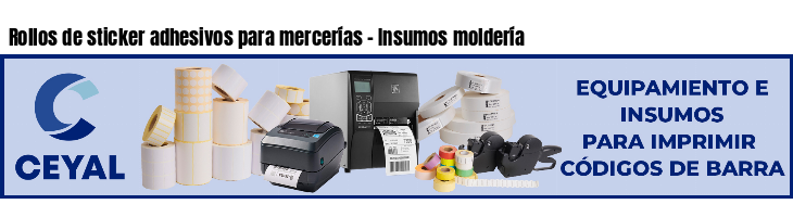 Rollos de sticker adhesivos para mercerías - Insumos moldería