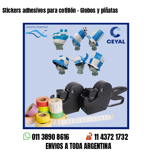 Stickers adhesivos para cotillón - Globos y piñatas