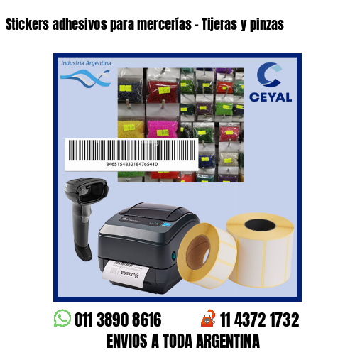 Stickers adhesivos para mercerías – Tijeras y pinzas