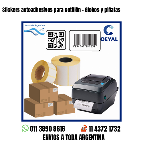 Stickers autoadhesivos para cotillón - Globos y piñatas