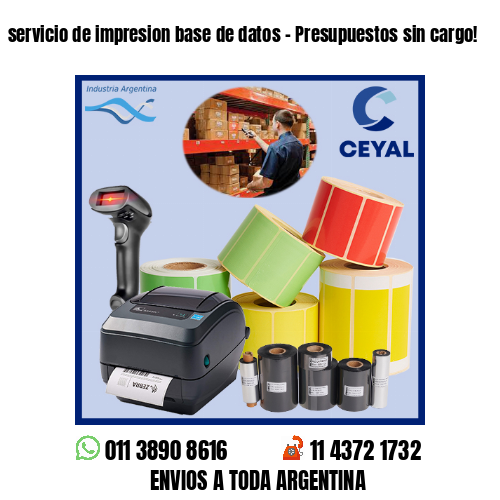 servicio de impresion base de datos - Presupuestos sin cargo!