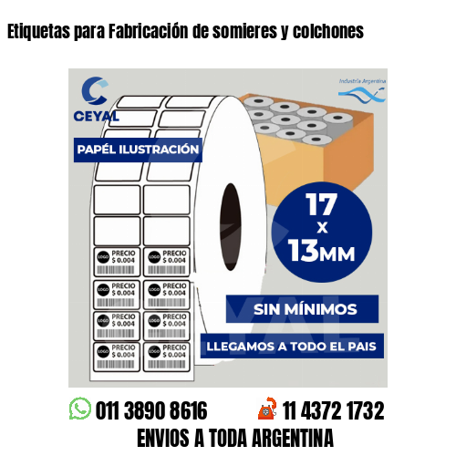 Etiquetas para Fabricación de somieres y colchones