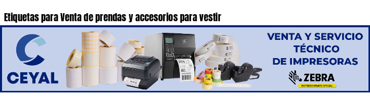 Etiquetas para Venta de prendas y accesorios para vestir