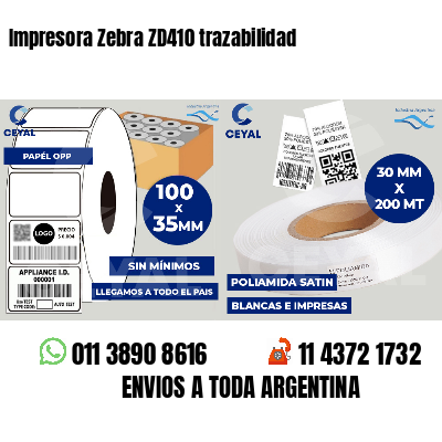 Impresora Zebra ZD410 trazabilidad