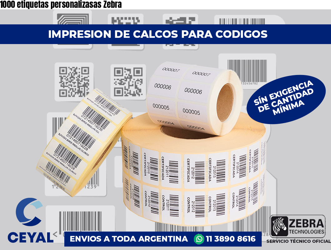 1000 etiquetas personalizasas Zebra