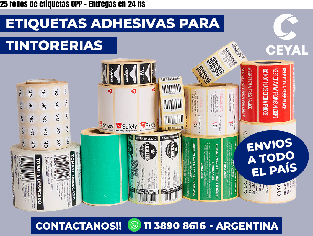 25 rollos de etiquetas OPP - Entregas en 24 hs