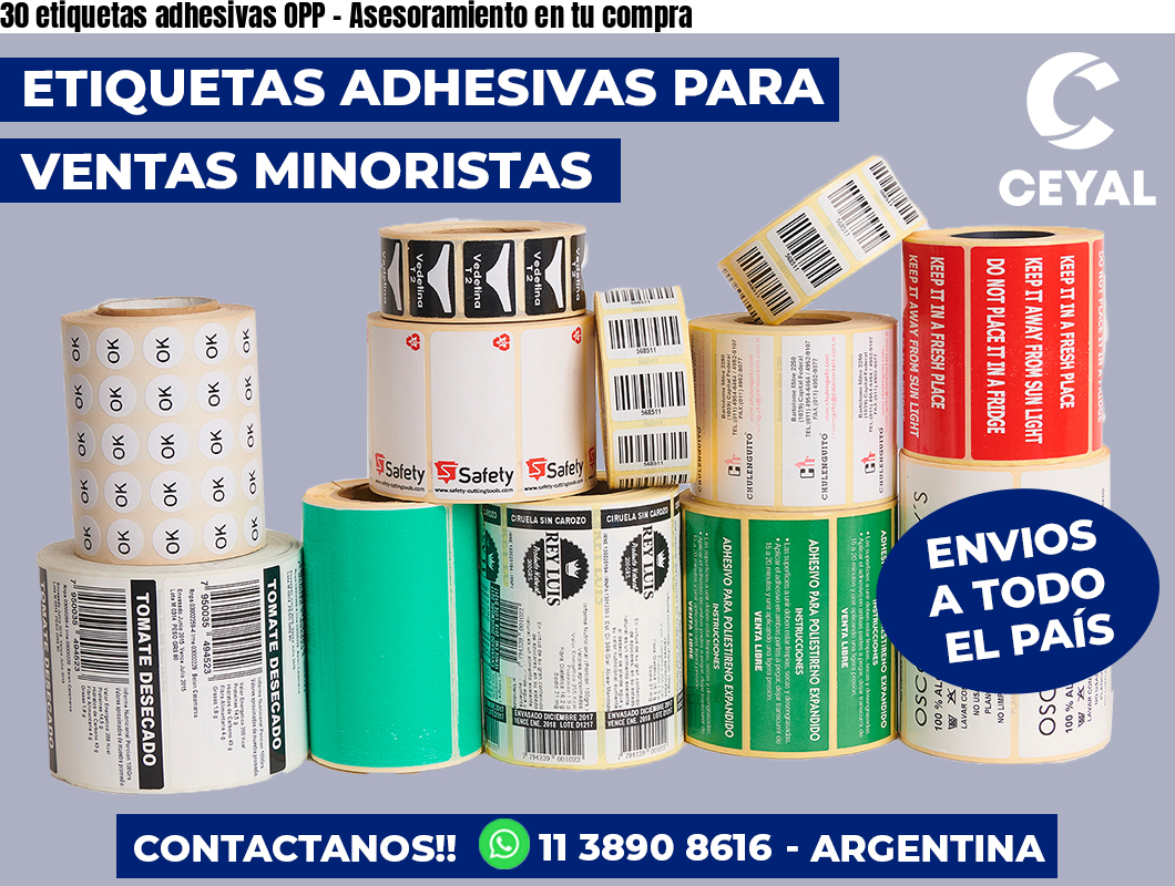 30 etiquetas adhesivas OPP - Asesoramiento en tu compra