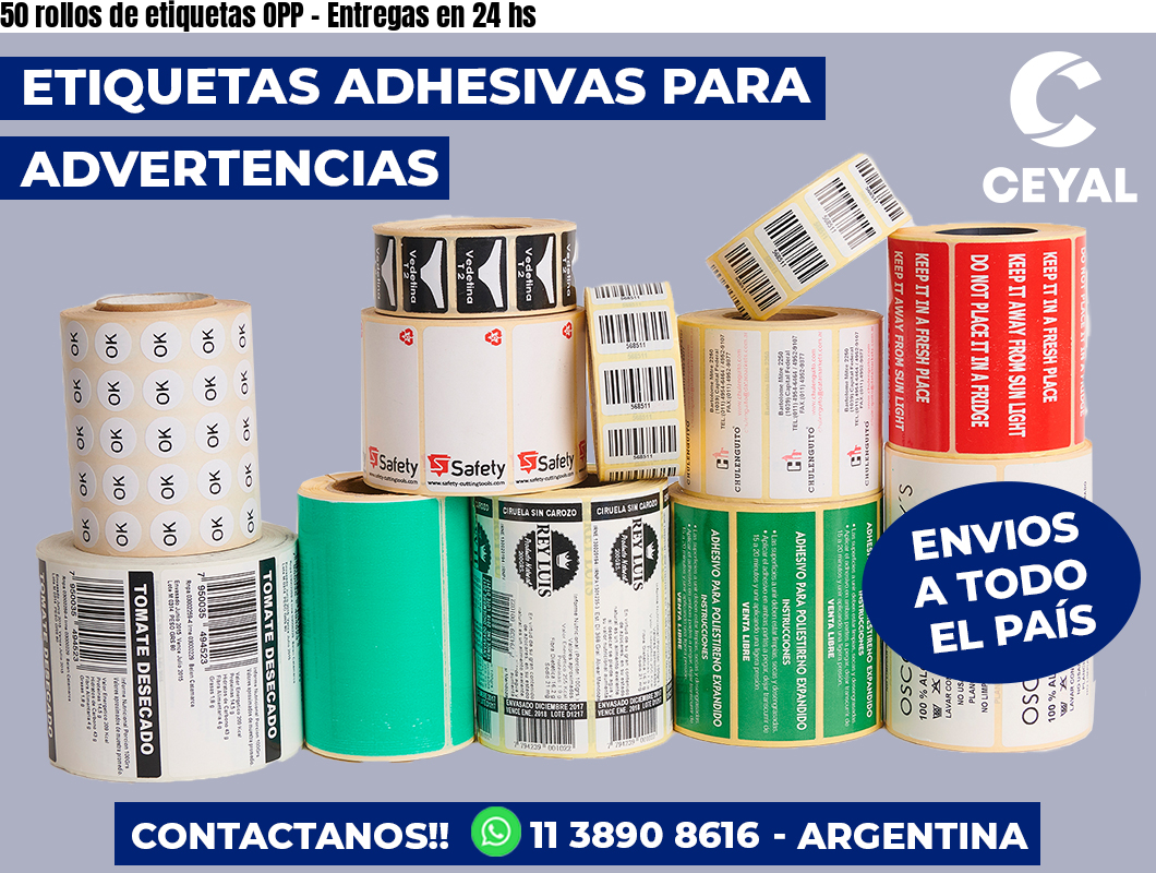 50 rollos de etiquetas OPP – Entregas en 24 hs