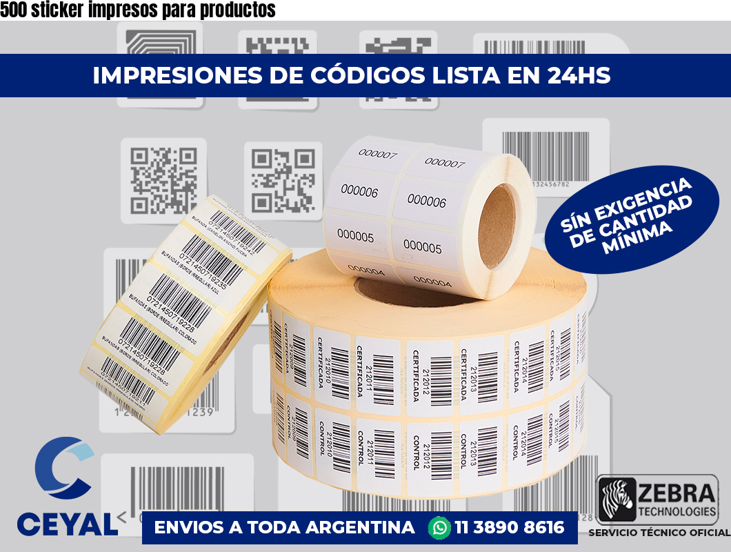 500 sticker impresos para productos