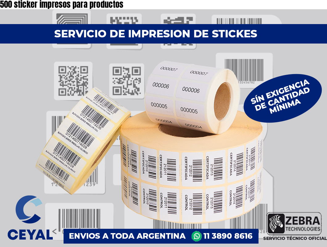 500 sticker impresos para productos