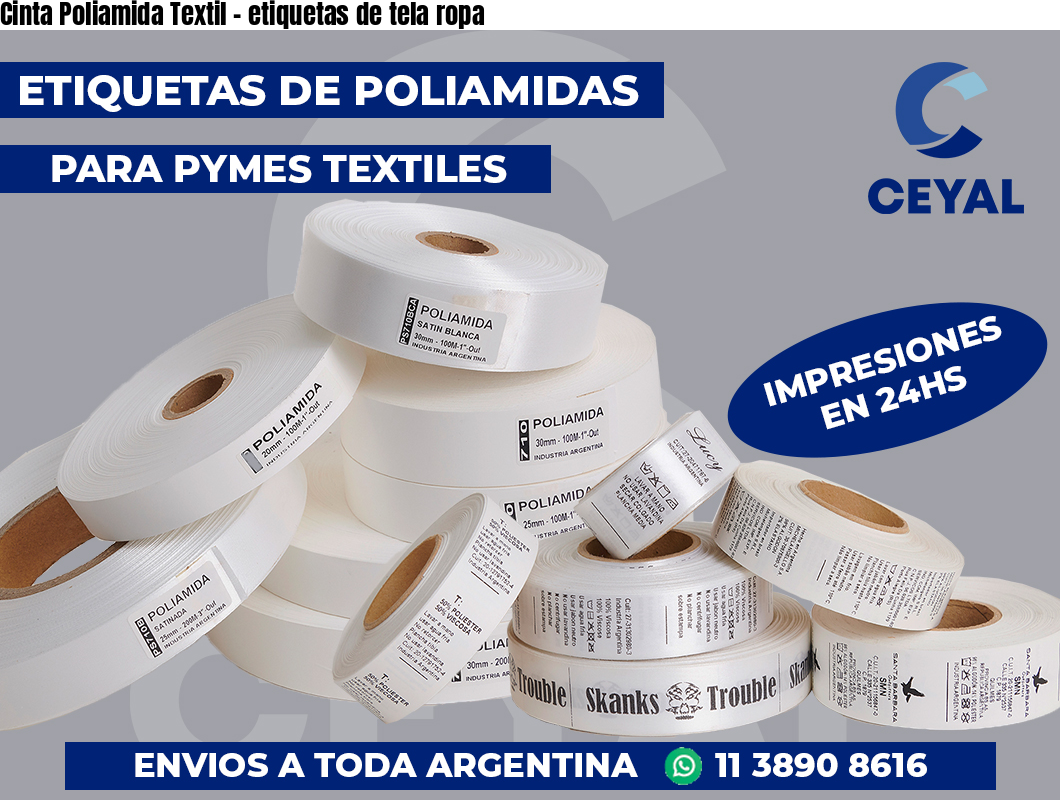 Cinta Poliamida Textil - etiquetas de tela ropa