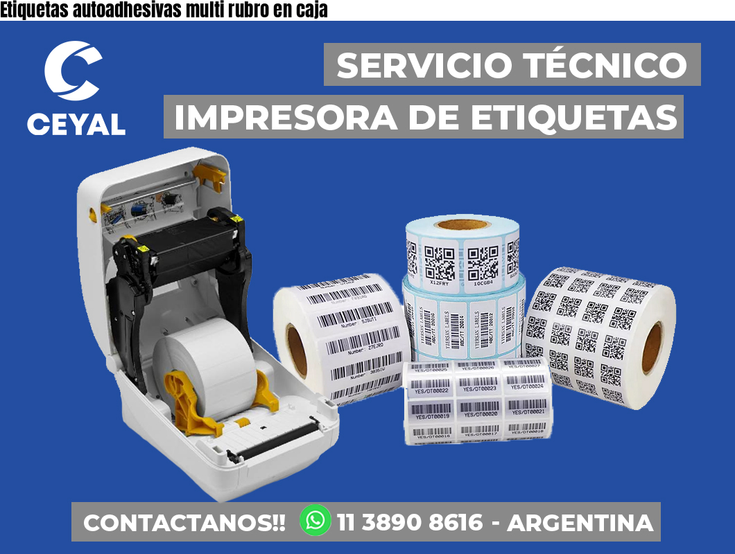 Etiquetas autoadhesivas multi rubro en caja