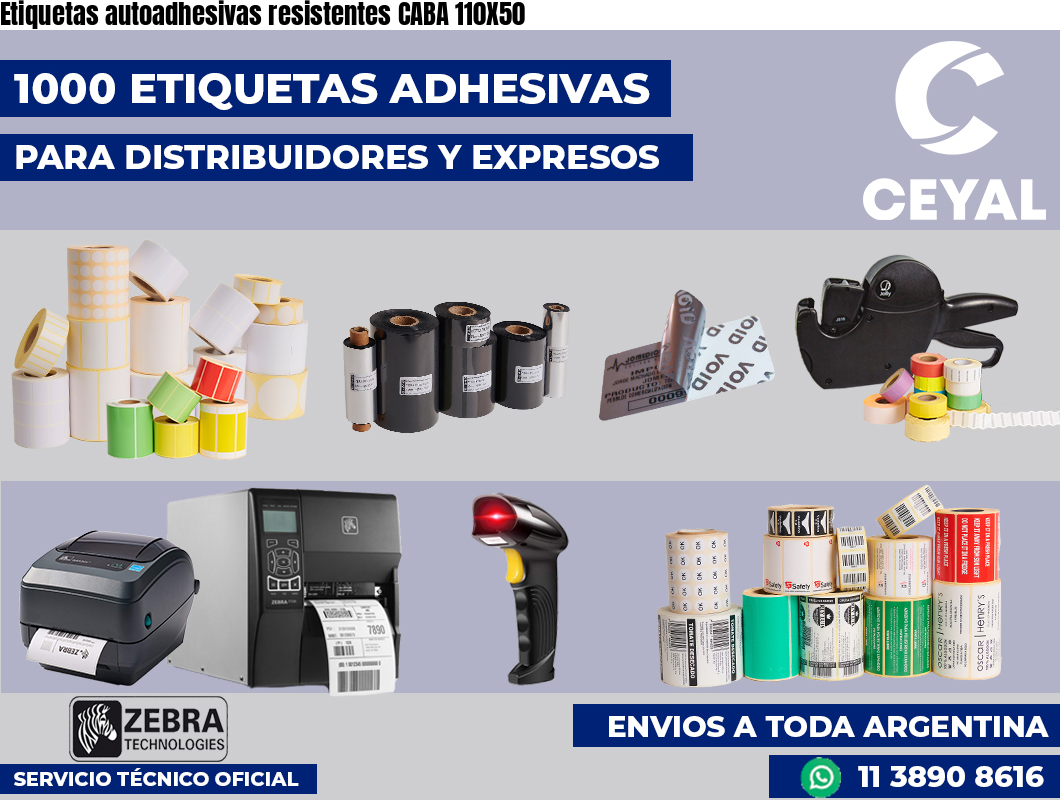 Etiquetas autoadhesivas resistentes CABA 110X50