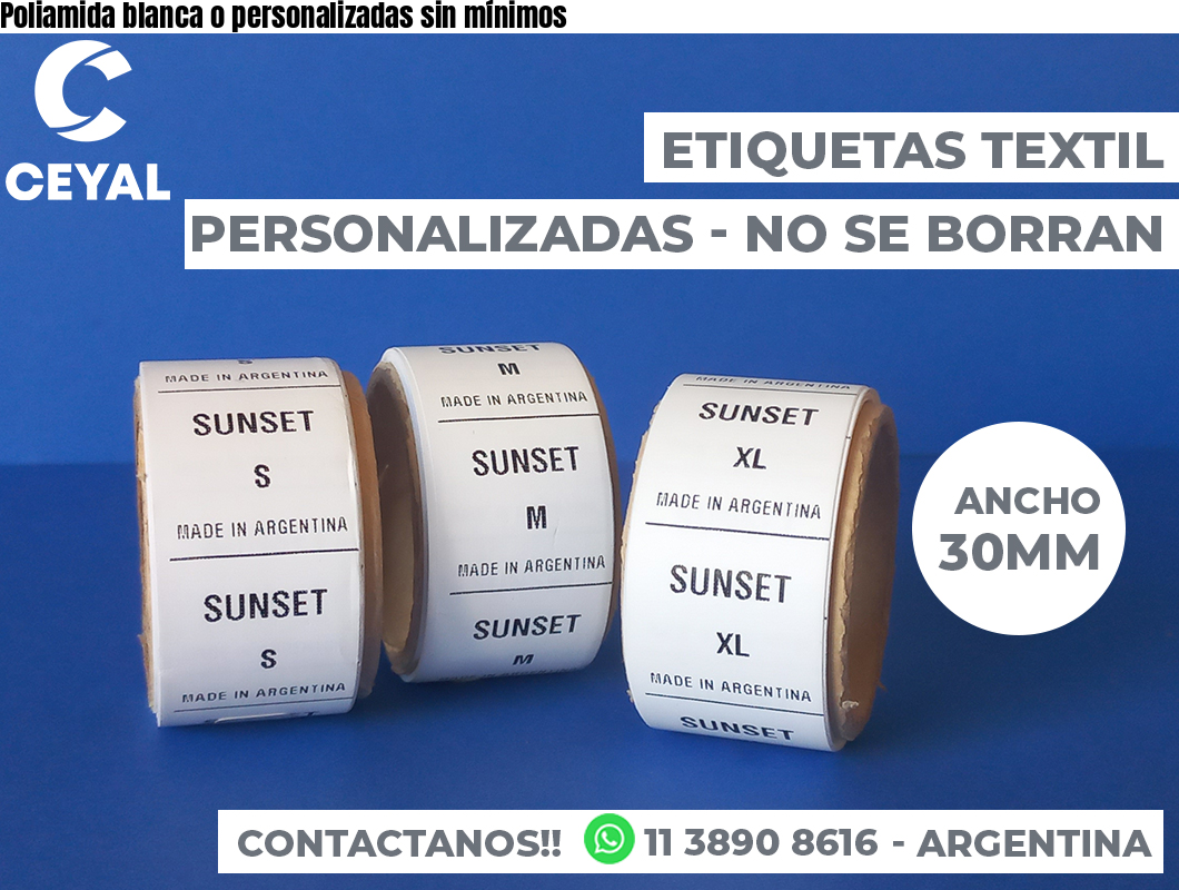 Poliamida blanca o personalizadas sin mínimos