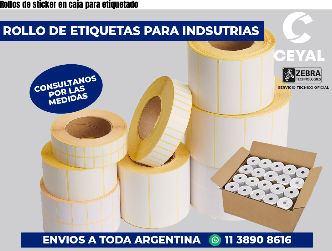 Rollos de sticker en caja para etiquetado