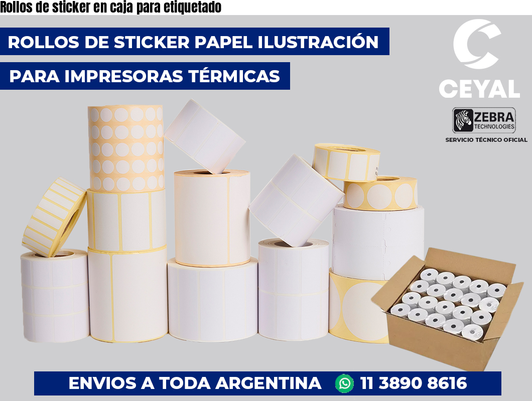 Rollos de sticker en caja para etiquetado