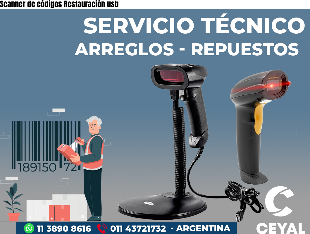 Scanner de códigos Restauración usb