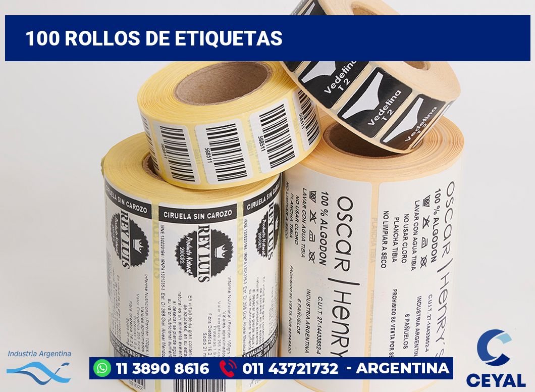 100 Rollos de etiquetas