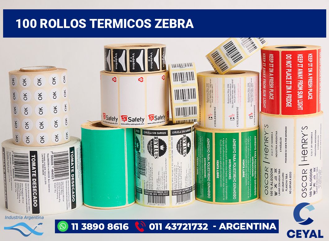 100 Rollos termicos zebra