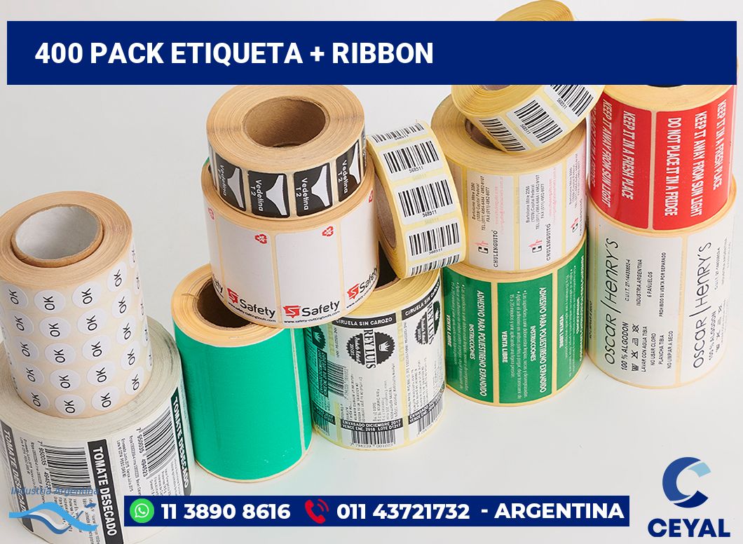 400 Pack etiqueta + ribbon