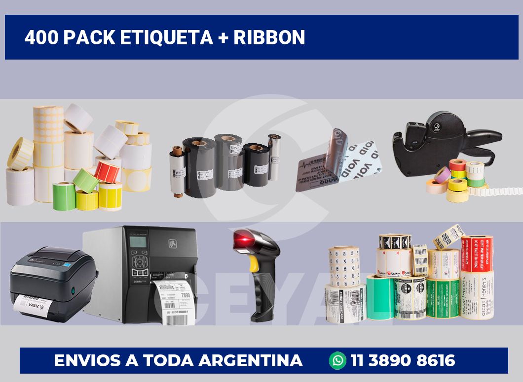 400 Pack etiqueta + ribbon