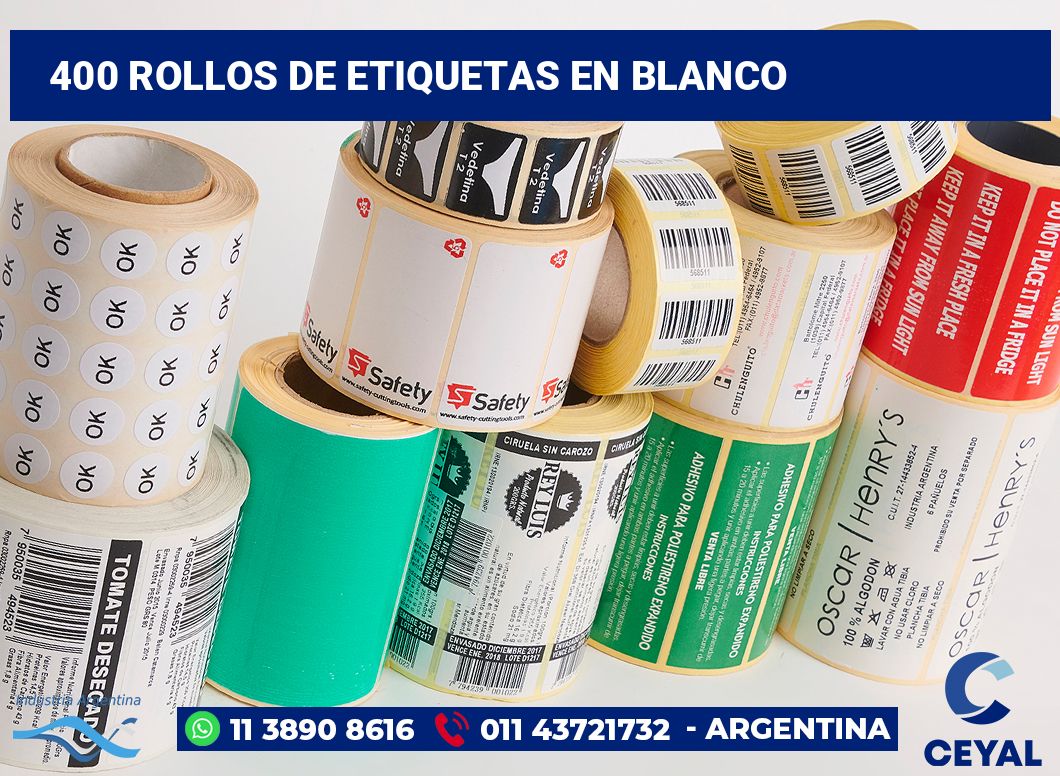 400 Rollos de etiquetas en blanco