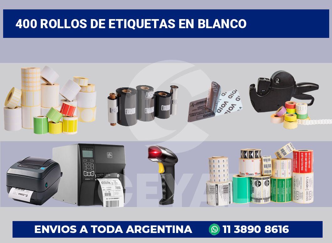 400 Rollos de etiquetas en blanco