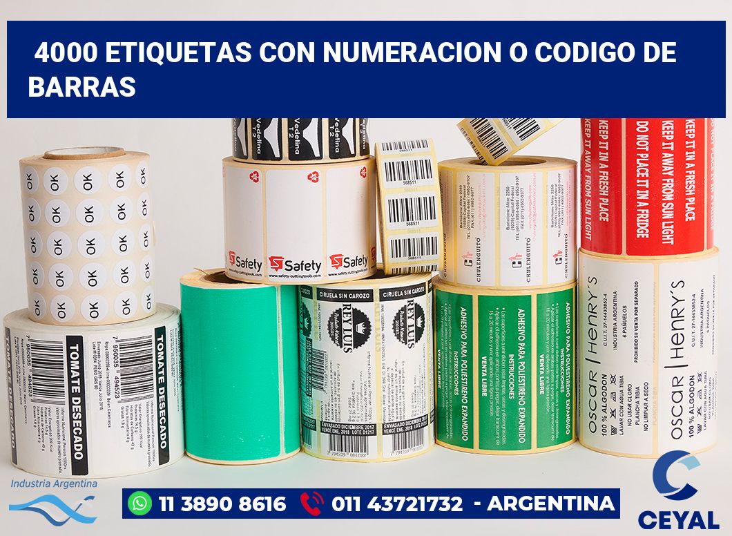 4000 Etiquetas con numeracion o codigo de barras