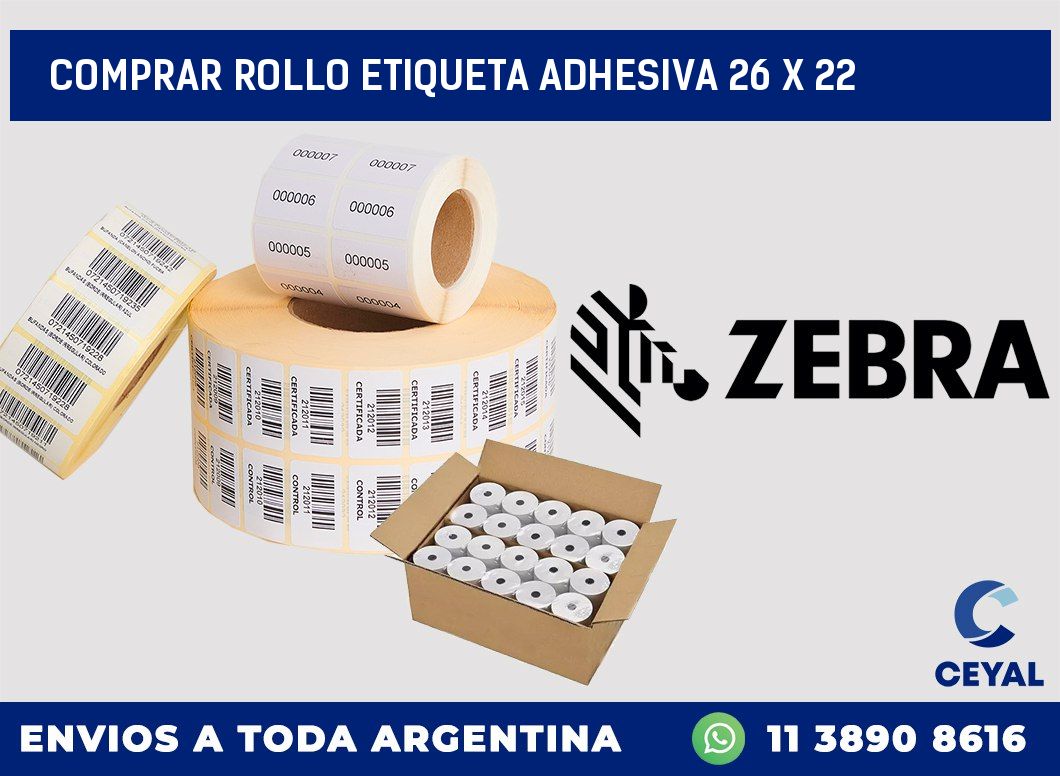 Comprar rollo etiqueta adhesiva 26 x 22