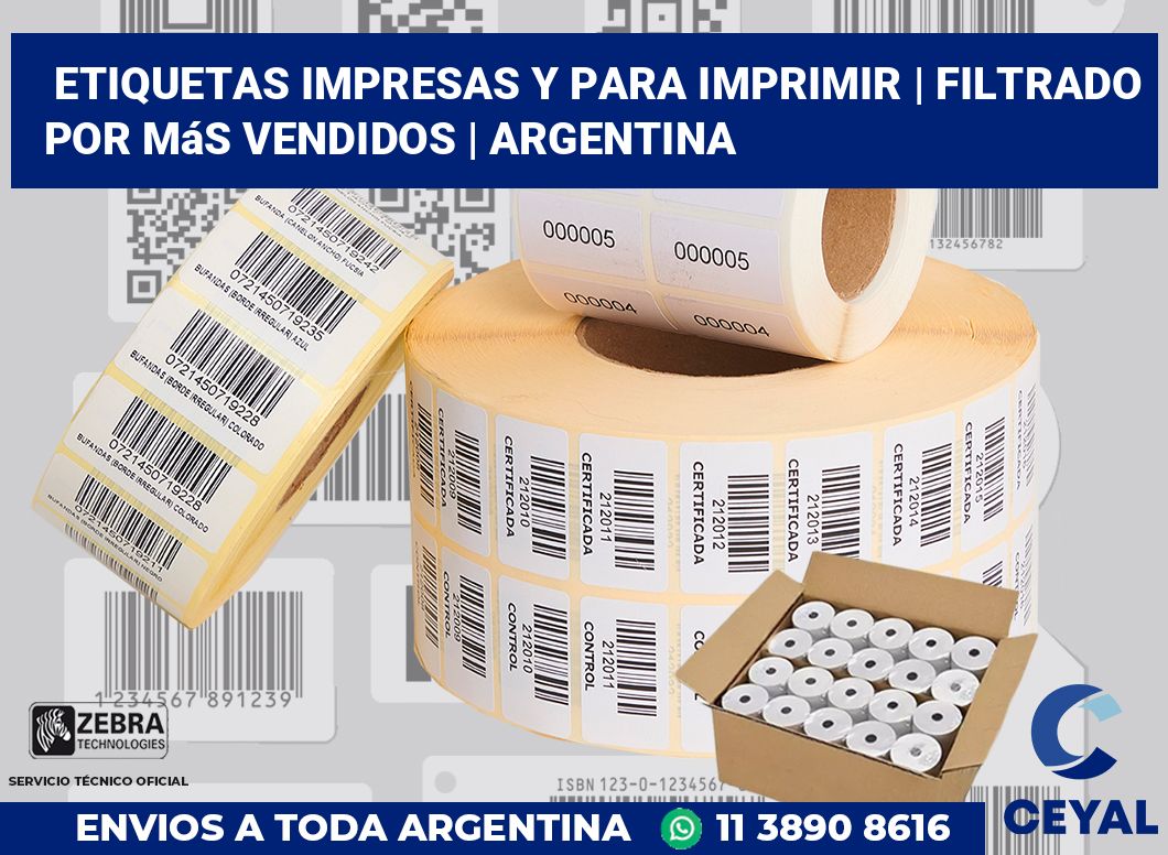 Etiquetas impresas y para imprimir | Filtrado por más vendidos | Argentina