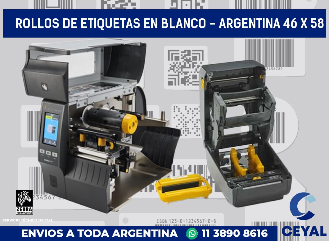 Rollos de etiquetas en blanco - Argentina 46 x 58