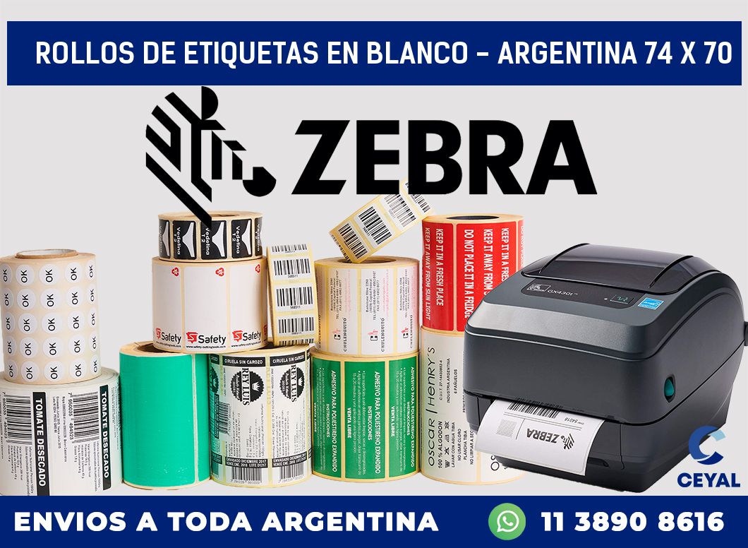 Rollos de etiquetas en blanco - Argentina 74 x 70