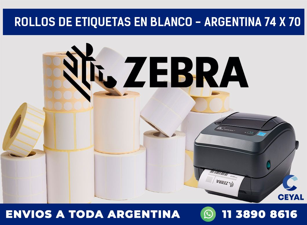 Rollos de etiquetas en blanco – Argentina 74 x 70