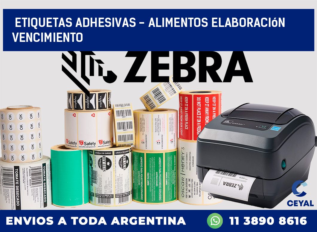 etiquetas adhesivas - alimentos elaboración vencimiento