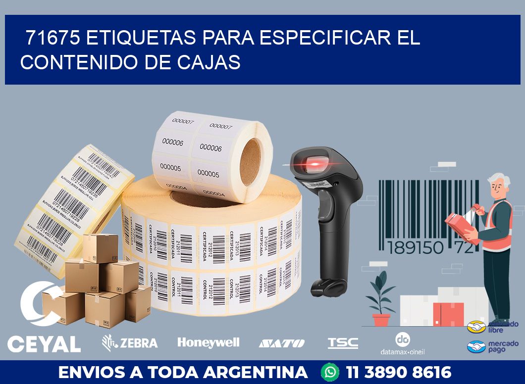 71675 ETIQUETAS PARA ESPECIFICAR EL CONTENIDO DE CAJAS