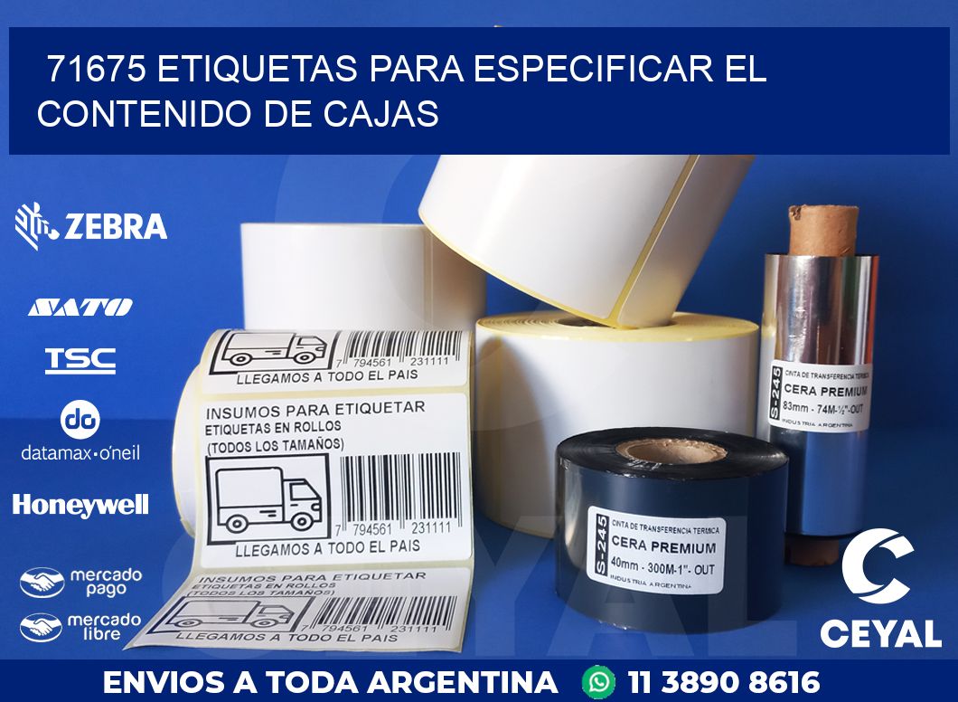 71675 ETIQUETAS PARA ESPECIFICAR EL CONTENIDO DE CAJAS