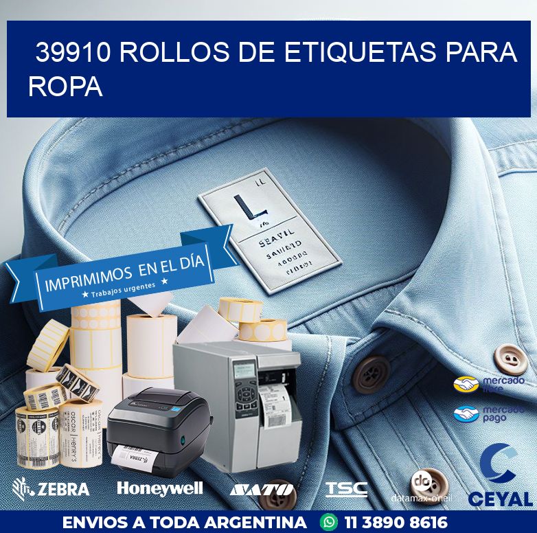 39910 ROLLOS DE ETIQUETAS PARA ROPA