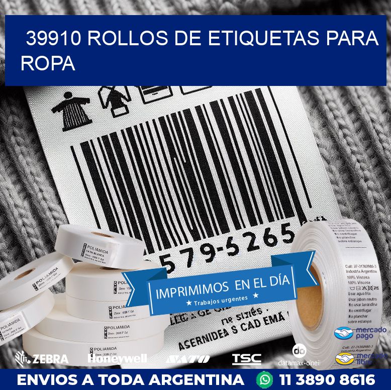 39910 ROLLOS DE ETIQUETAS PARA ROPA