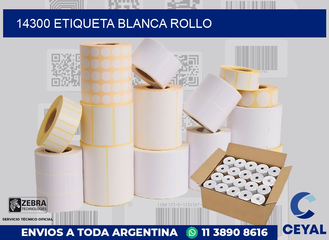 14300 etiqueta blanca rollo