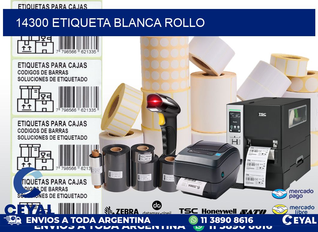 14300 etiqueta blanca rollo