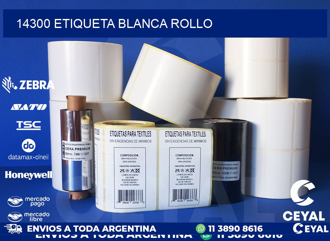 14300 etiqueta blanca rollo