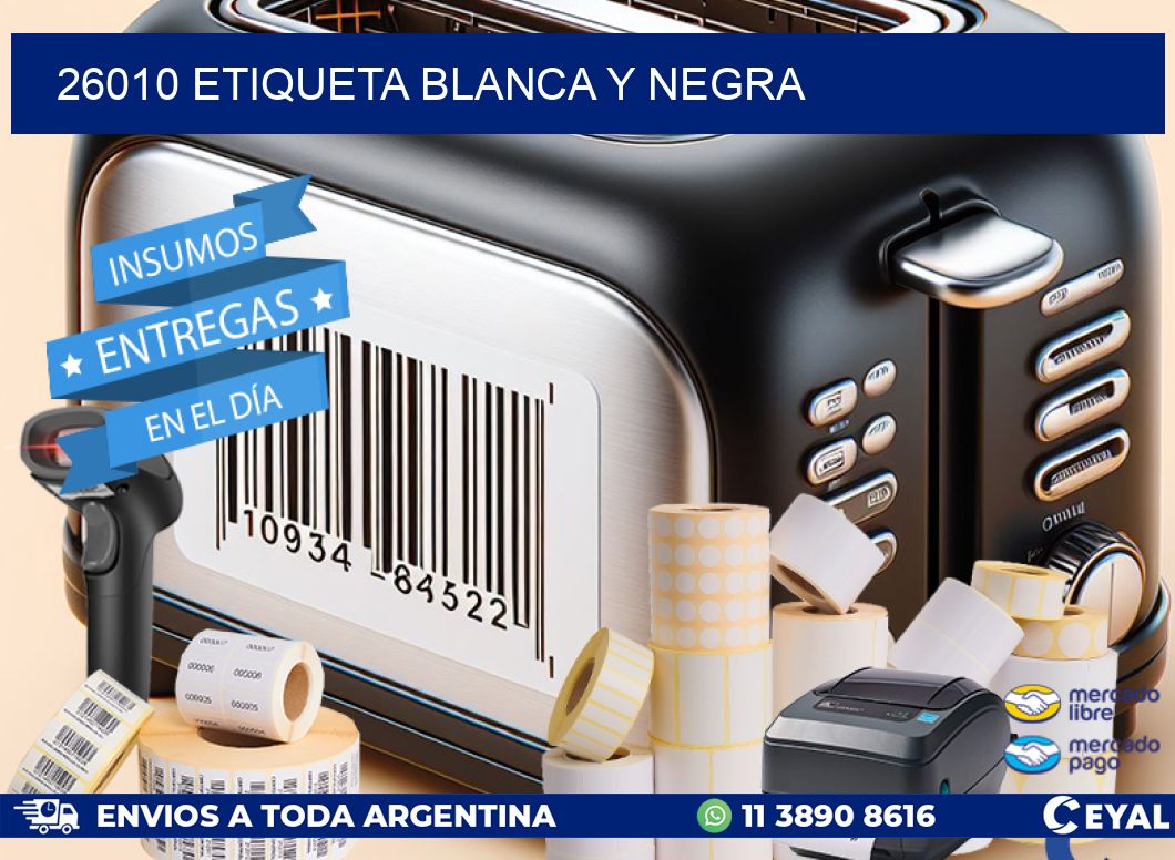 26010 etiqueta blanca y negra