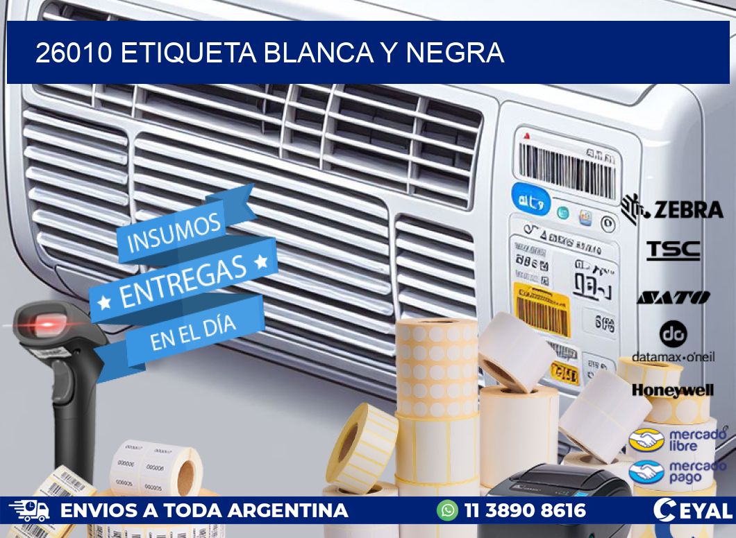 26010 etiqueta blanca y negra