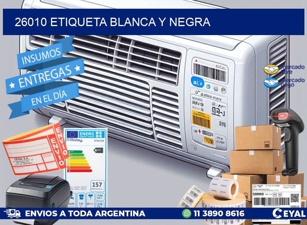 26010 etiqueta blanca y negra